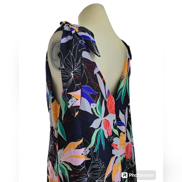 Lulus Beloved Becky Tropical Floral Maxi Dress size XL Tie Shoulder Side Slits - Picture 5 of 7